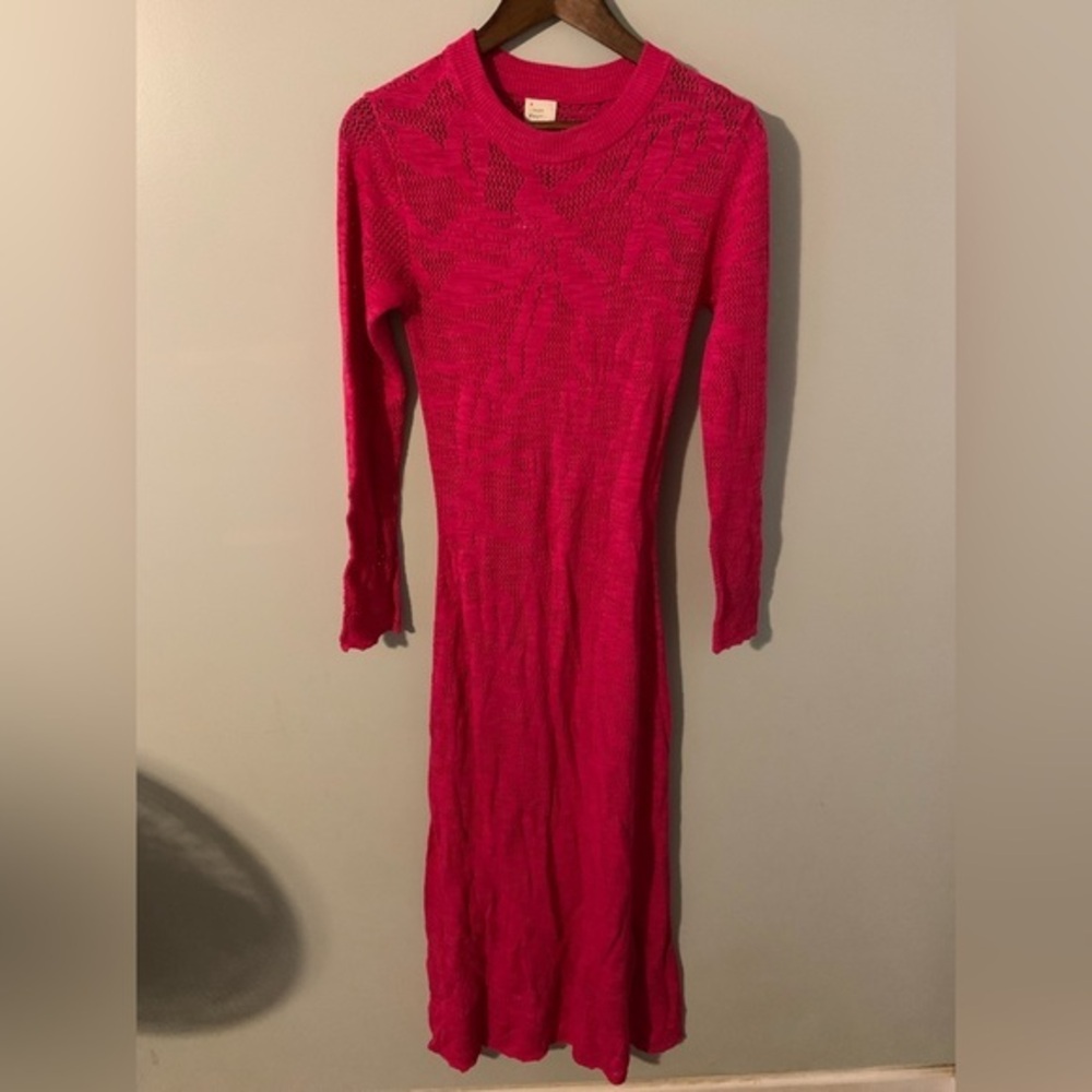 🆕 nwt a new day bright pink long sleeve maxi dress crochet